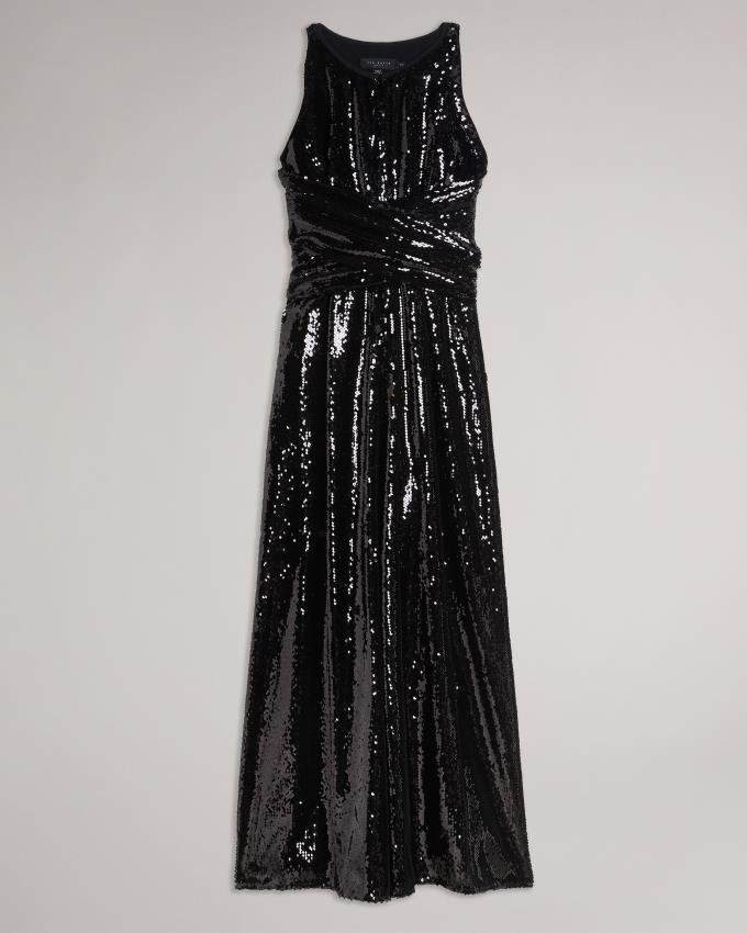 Combinaison Ted Baker Wide Leg Sequin Noir Femme | LTZ-08888773